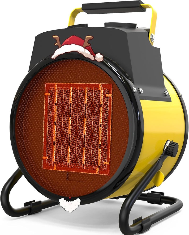 BUYPLUS Outdoor Heaters for Patio, 1500W Portable Garage Heater with Overheat Protection & 3S Fast Heating, Non-Slip Cushion, Electric Space Heater for Patio, Garage, Bedroom, Office, Yellow - Image 1